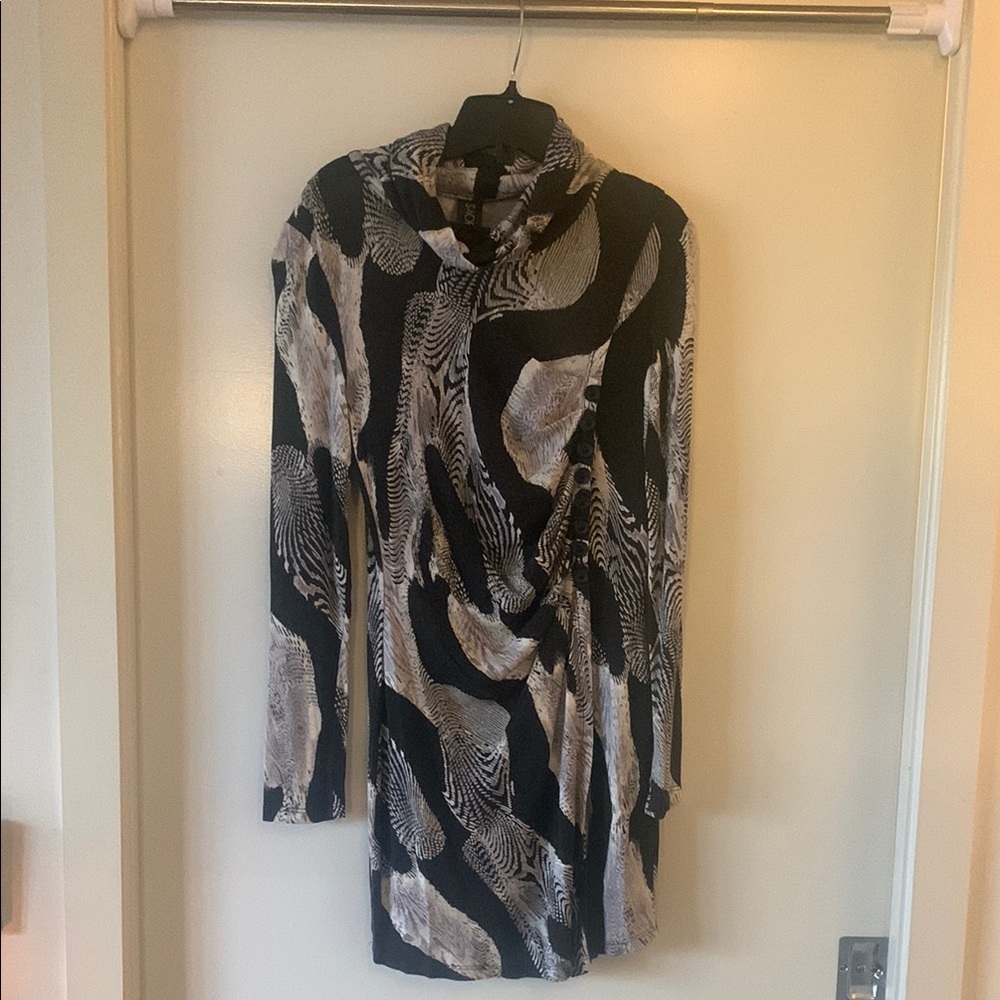 São Paulo Black and Gray Patterned Dress